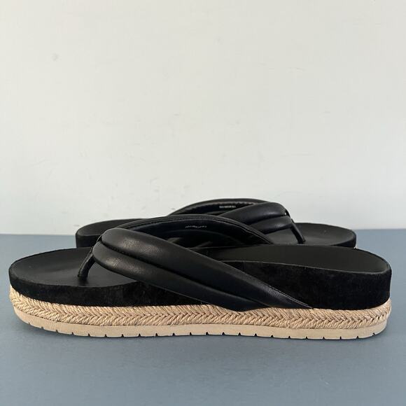 Vince Forest Black Espadrille Thong Platform Slide Sandals - Picture 6 of 10